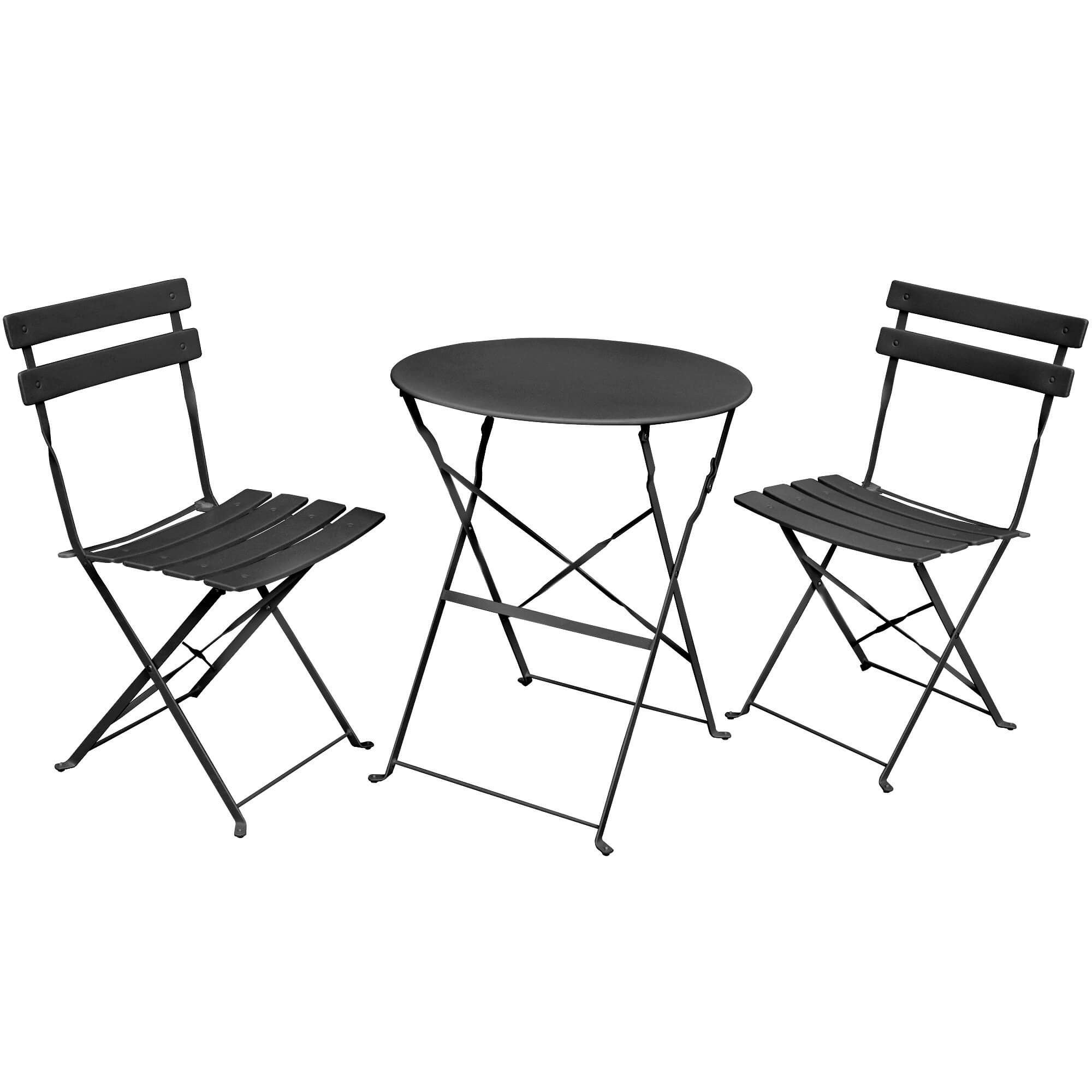 Zestaw mebli balkonowych ORION Okrągły stół i 2 krzesła w eleganckiej czerni