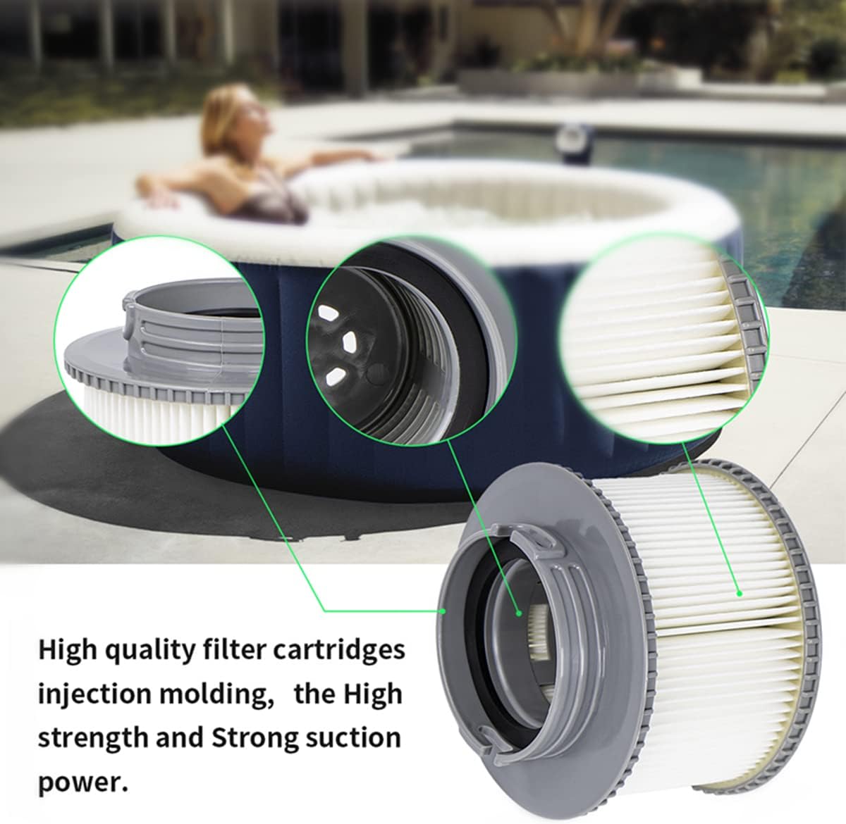 Filtr basenowy, 2 sztuki filtrów zamiennych do MSPA FD2089, pompa filtrująca, do istniejących spa MSPA