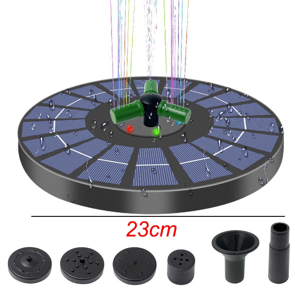 Fontaine solaire, pompe à eau solaire pour bain d'oiseaux avec lumière LED, pompe à eau flottante à énergie solaire pour jardin, piscine, 23 cm - 5