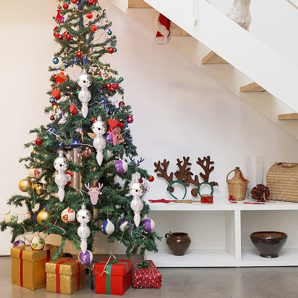 Bolas de Natal, enfeites para árvore de Natal, 6 peças, pingentes decorativos longos para árvore de Natal - 4