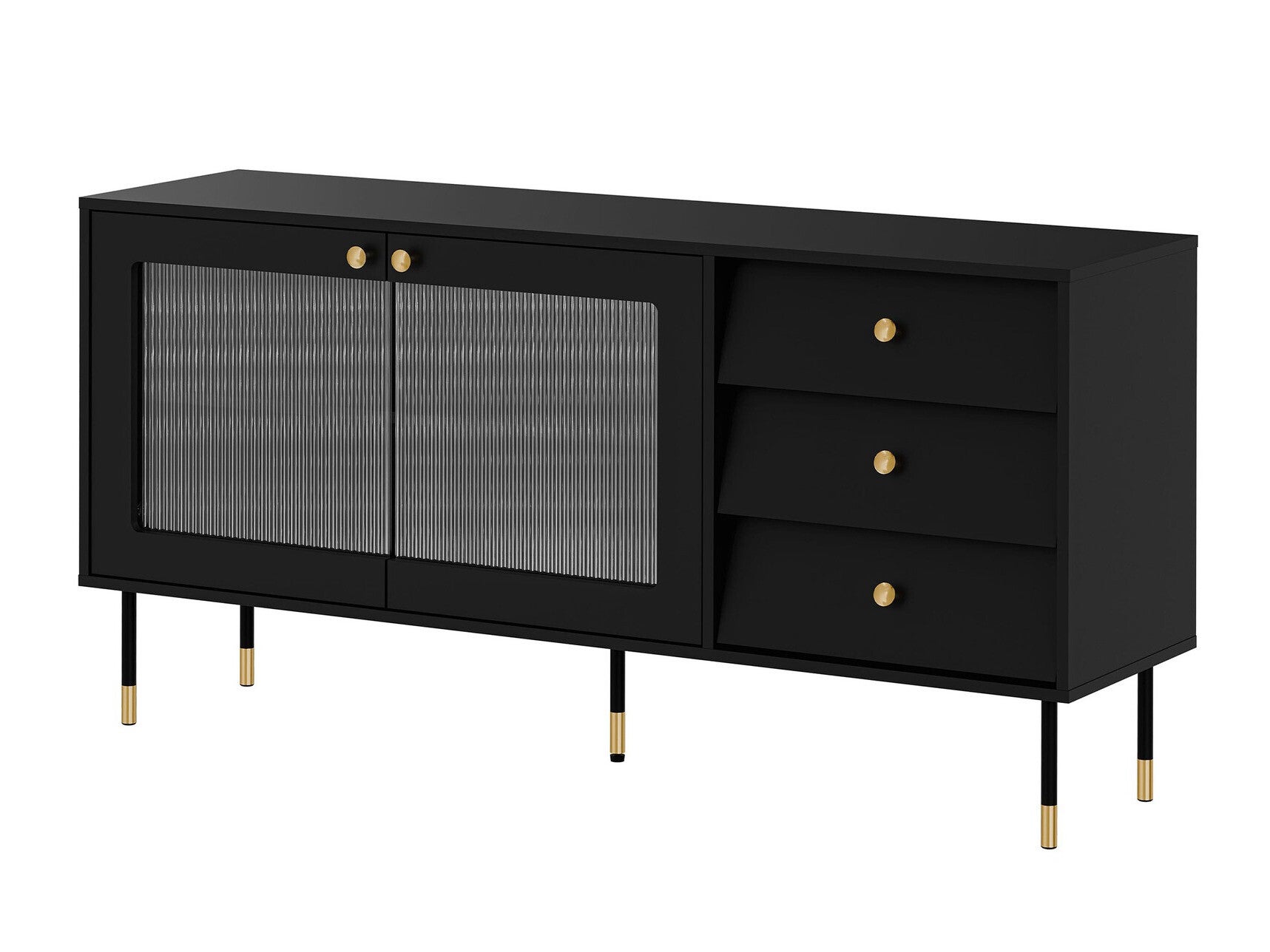 Vitrina Charlotte AB101, Negro, Con puertas, Con cajones, 75x150x39cm ...