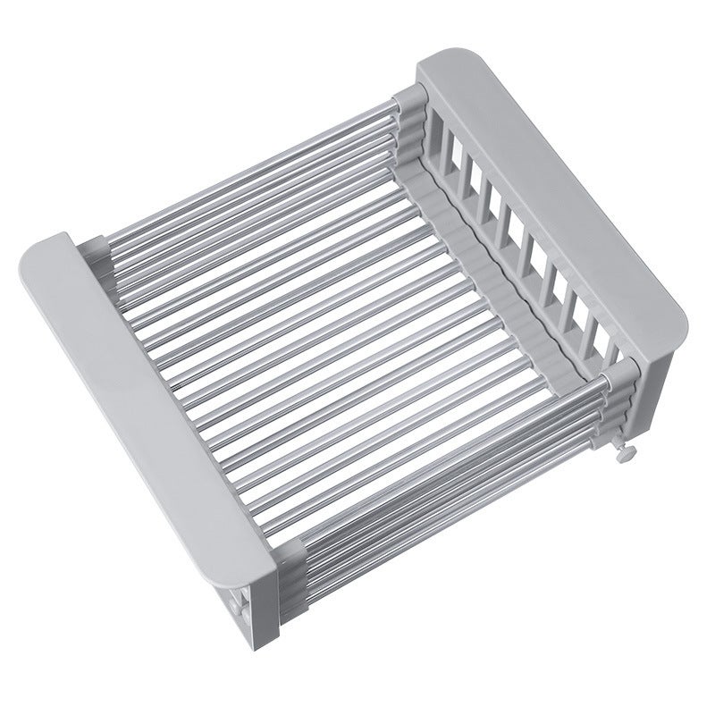 Wysuwany ociekacz do naczyń, ociekacz do naczyń ze stali nierdzewnej, regulowany ociekacz do zlewu, szary