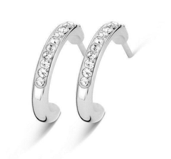Boucles D'oreilles Clip Argentées Avec Diamants - Pour Peaux Sensibles, Sans Perçage, Réglables Et Confortables