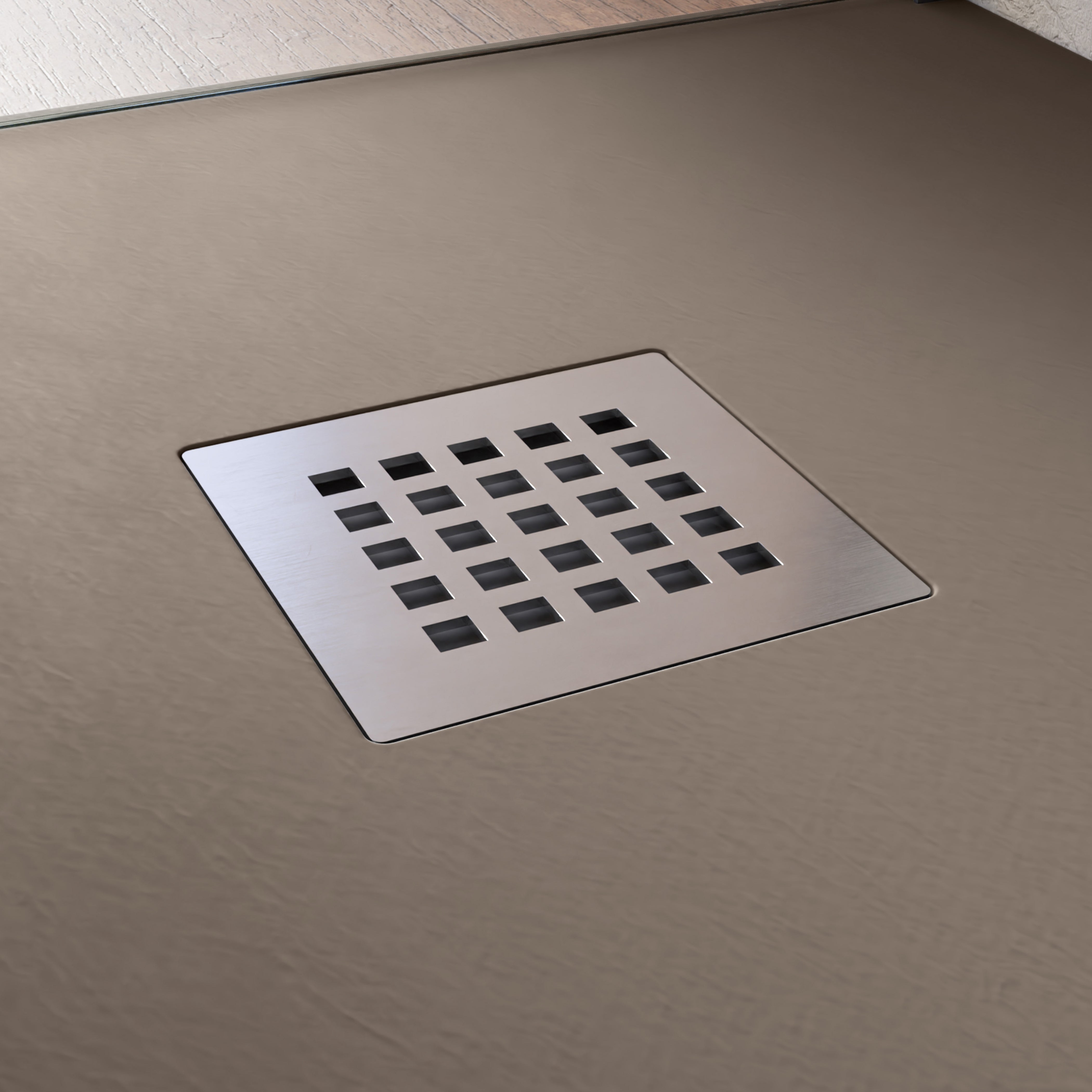 BELLOBATH - Base de duche de resina antiderrapante - Textura lousa suave - Inclui válvula de escoamento e grelha - Moca - 90 X 160cm - 4