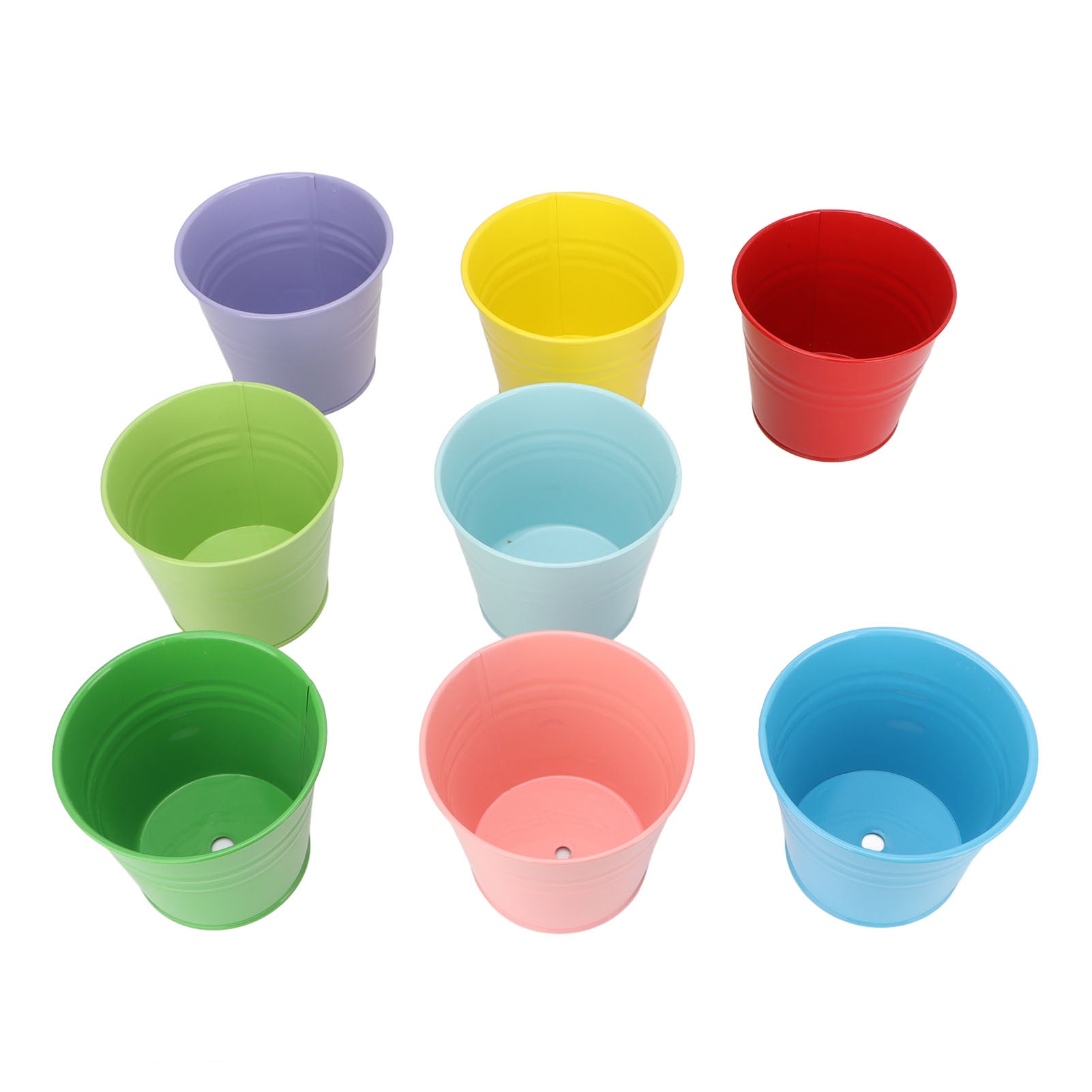 Set di 8 vasi da appendere, vasi decorativi colorati in ferro con ganci staccabili per ringhiere, recinzioni e balconi - 5