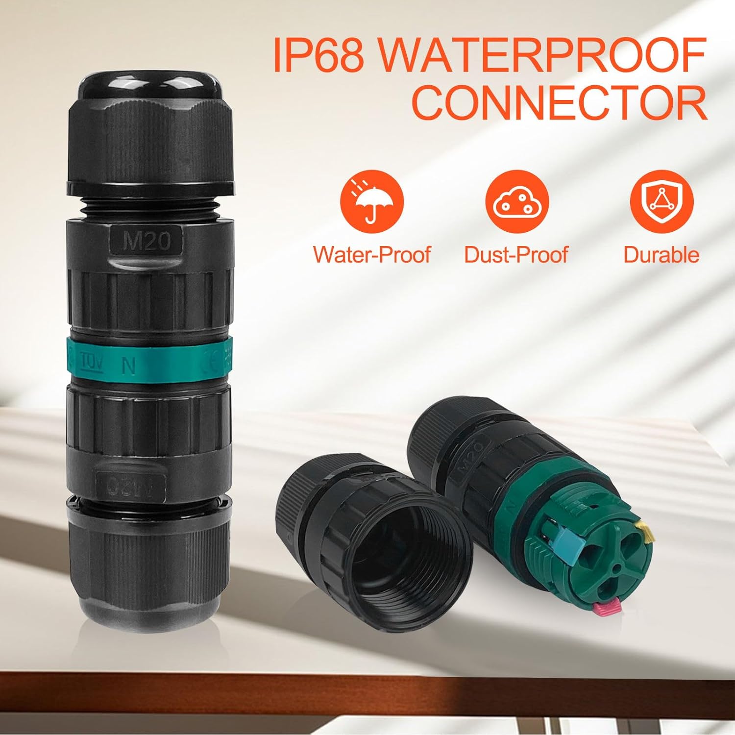 Lot de 4 Connecteur Etanche 3 Fils, Connecteurs de Fils Étanches, Boite de Jonction Electrique, Raccord Electrique Etanche IP68 - 3