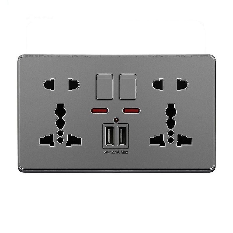 Akozon Prise avec port USB Prise de Courant Murale Multifonction avec 2 Ports USB 13A pour