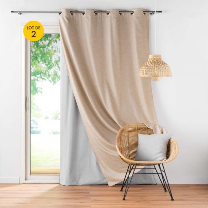 Lot De 2 Rideaux Occultants Unis 140x260 Cm – Couleur Moutarde, Polyester