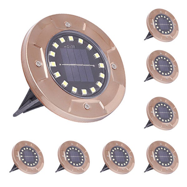 Solarne lampy zewnętrzne, solarne lampy gruntowe, oświetlenie ścieżek, kolor miedziany, światło białe, 8 szt.
