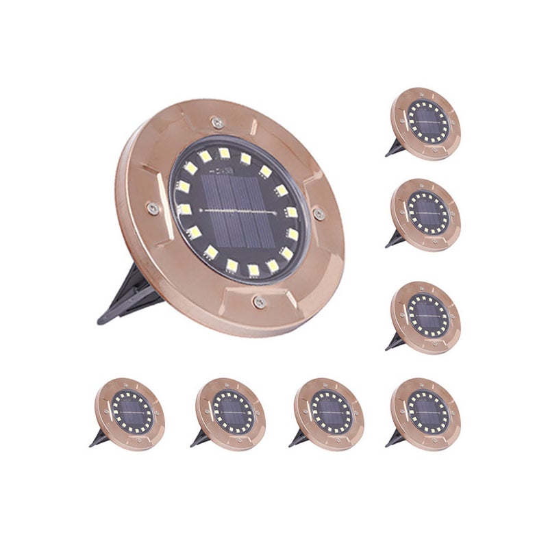 Solarne lampy zewnętrzne, solarne lampy gruntowe, oświetlenie ścieżek, kolor miedziany, światło białe, 8 szt.