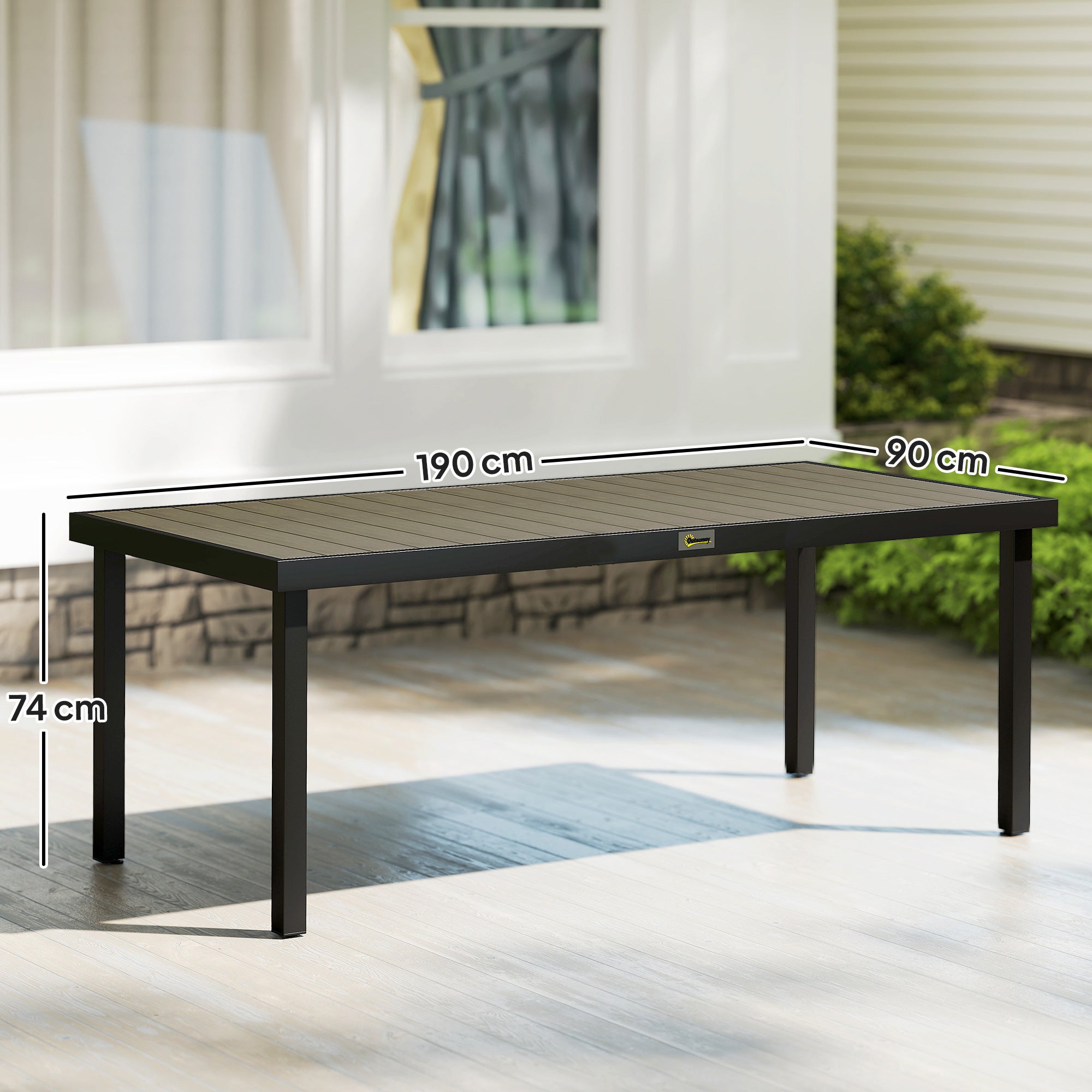 Tavolo da Pranzo da Giardino per 8 Persone in Alluminio e Plastica, Legno Scuro e - 5