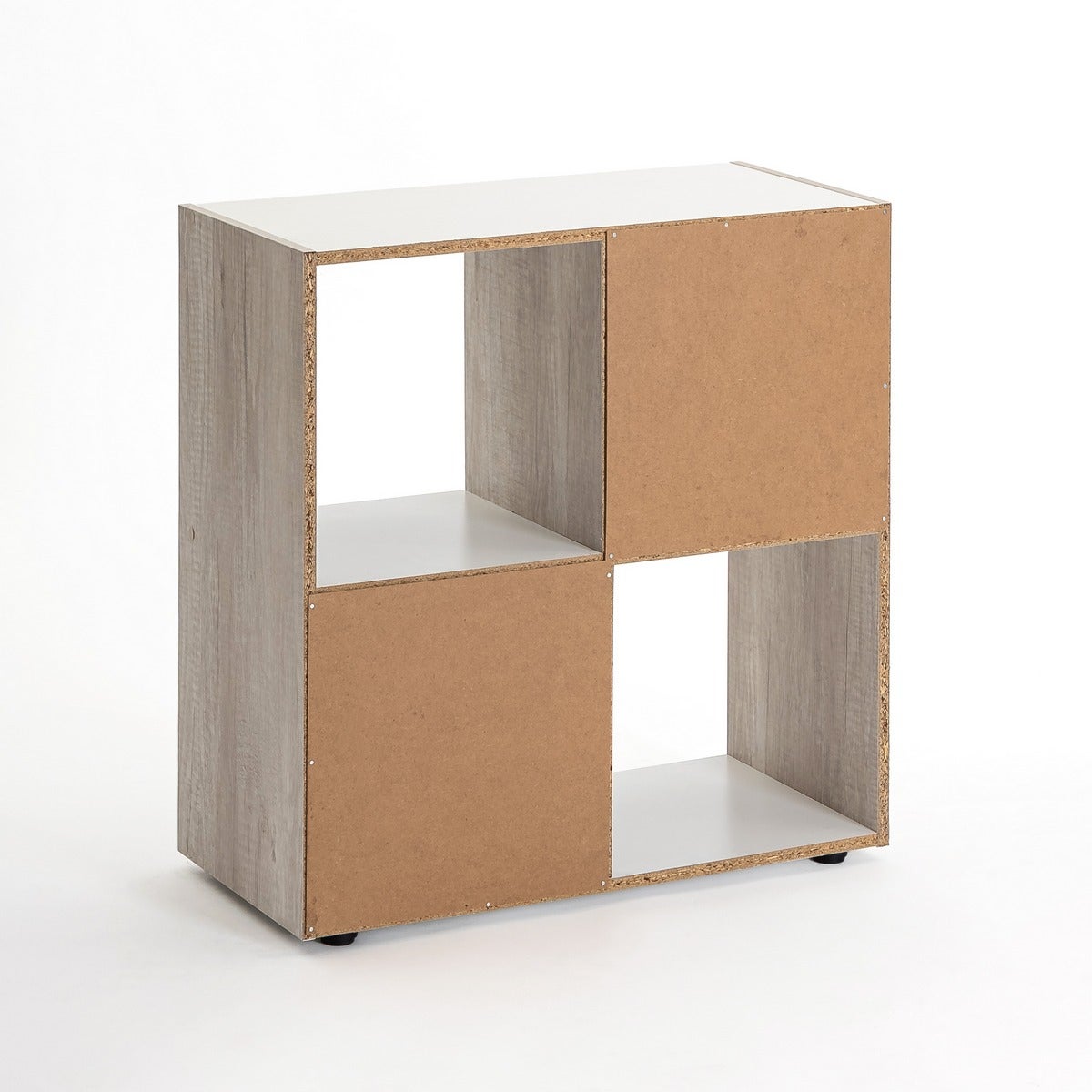 Estantería Cubo con 4 huecos de laminado blanco y roble claro de 62x60x30cm CasaSelección - 7