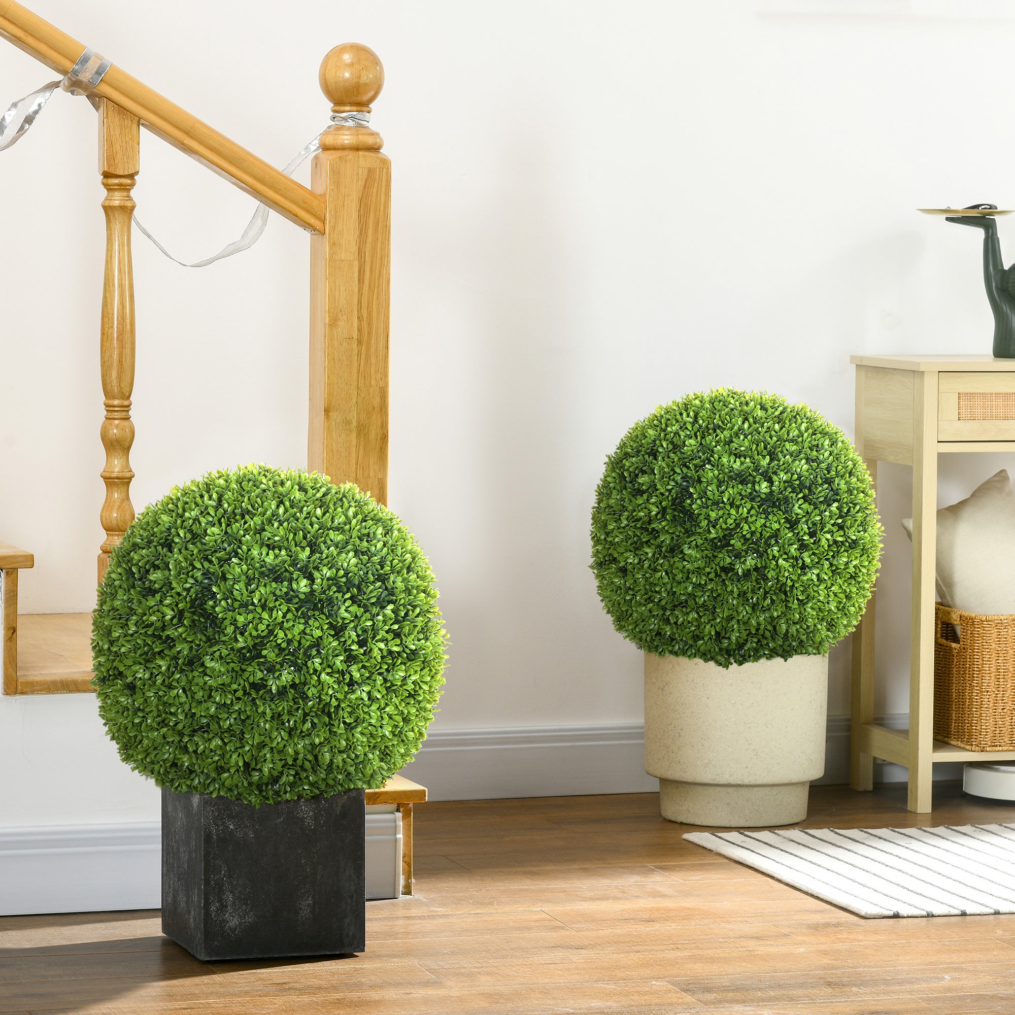 Lot de 2 boules de buis artificielles de 40 cm décoration pour intérieur ou extérieur vert foncé - 3
