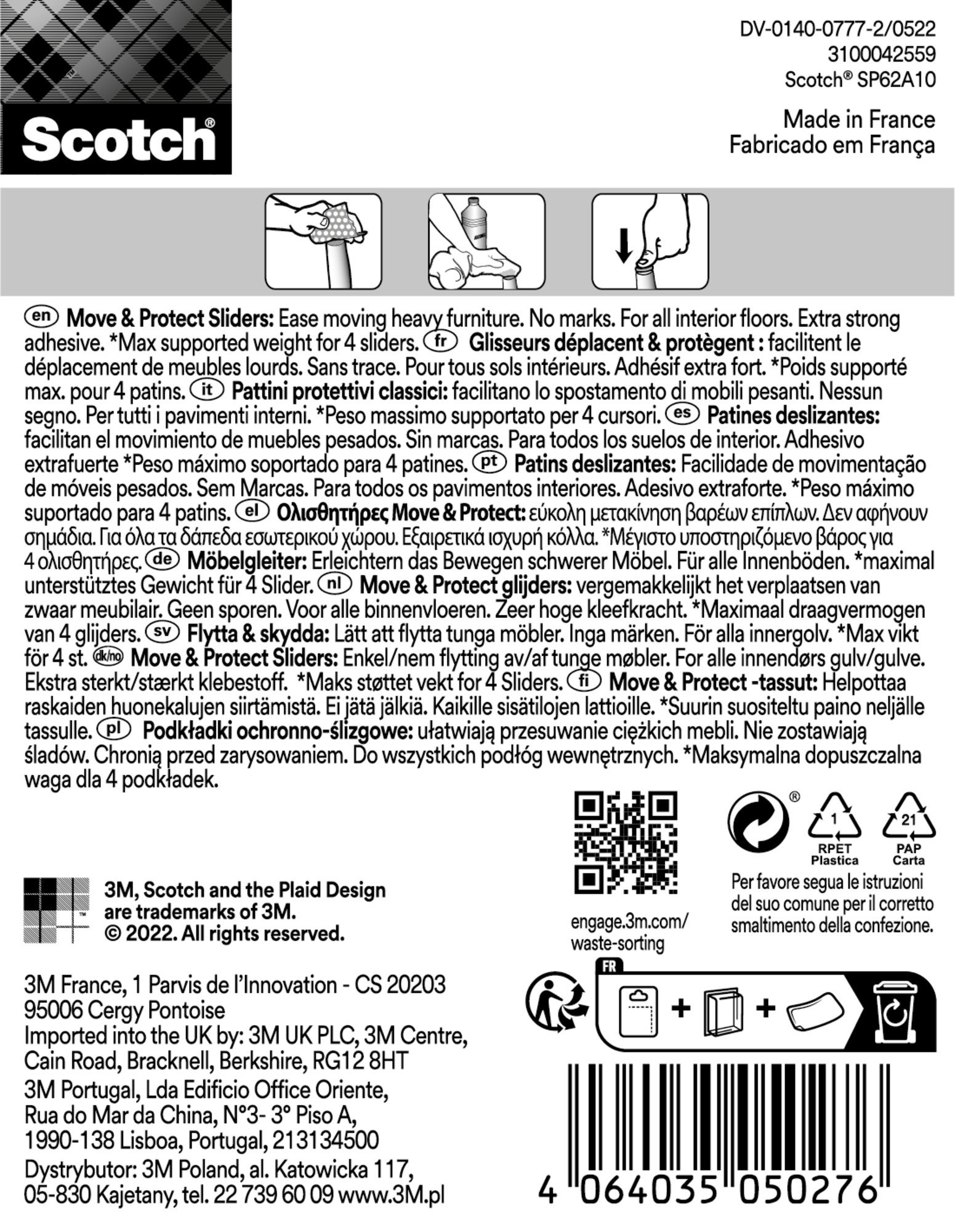 Scotch® Podkładki ochronno - ślizgowe, szare, Ø50mm, 4 szt. - 2