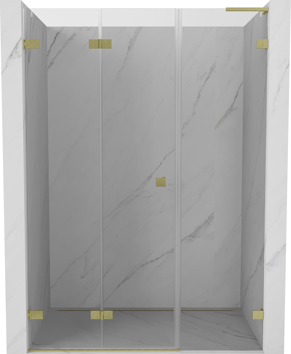 Mexen Lunar-F L drzwi prysznicowe składane lewe 130 cm, transparent, złote szczotkowane - 836SL-130-050-55-00-L
