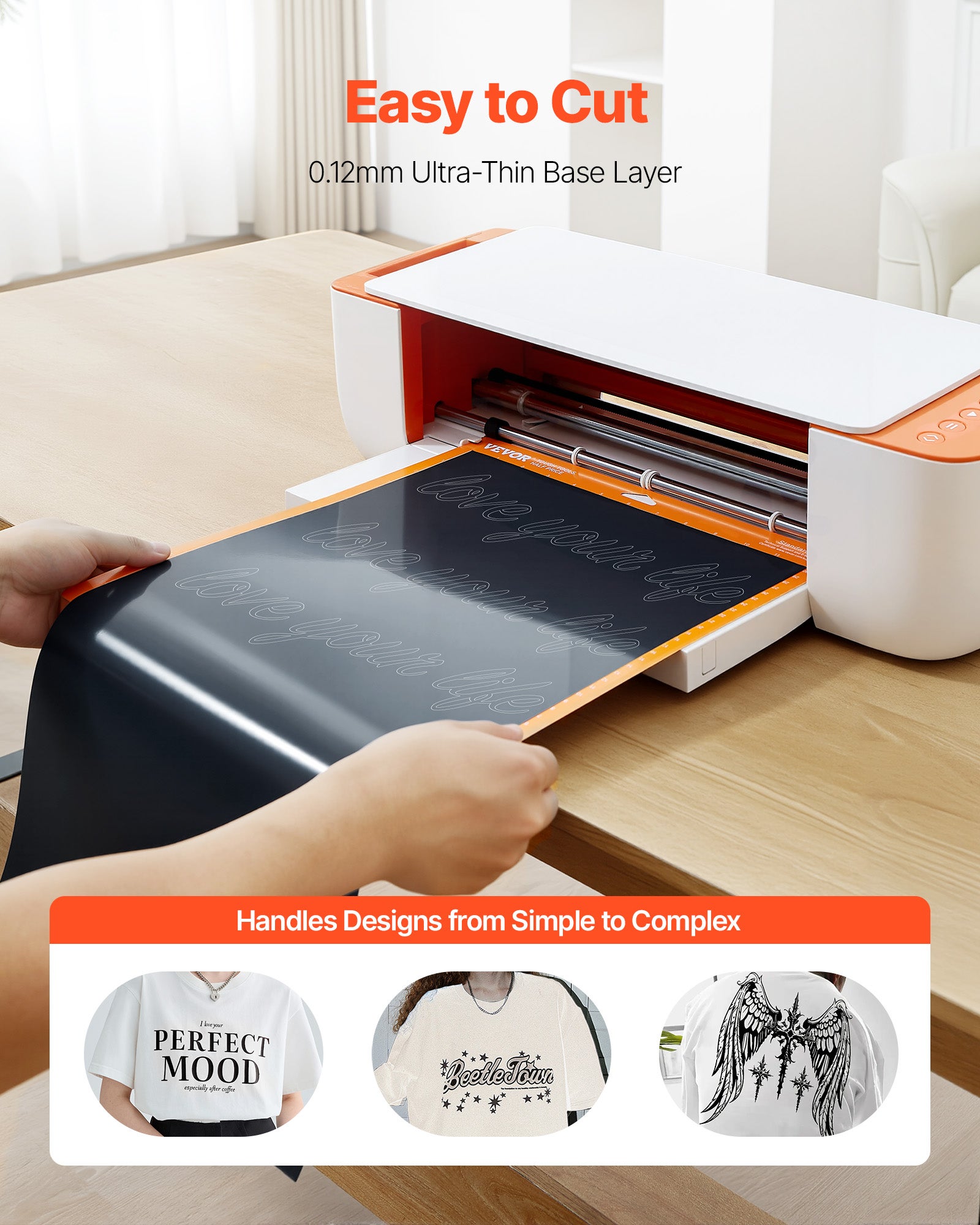 Rouleau Vinyle Thermocollant Noir Brillant VEVOR 30,48x726 cm