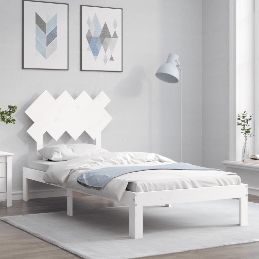 Rama łóżka bez materaca, biała, 90x200 cm, lite drewno sosnowe