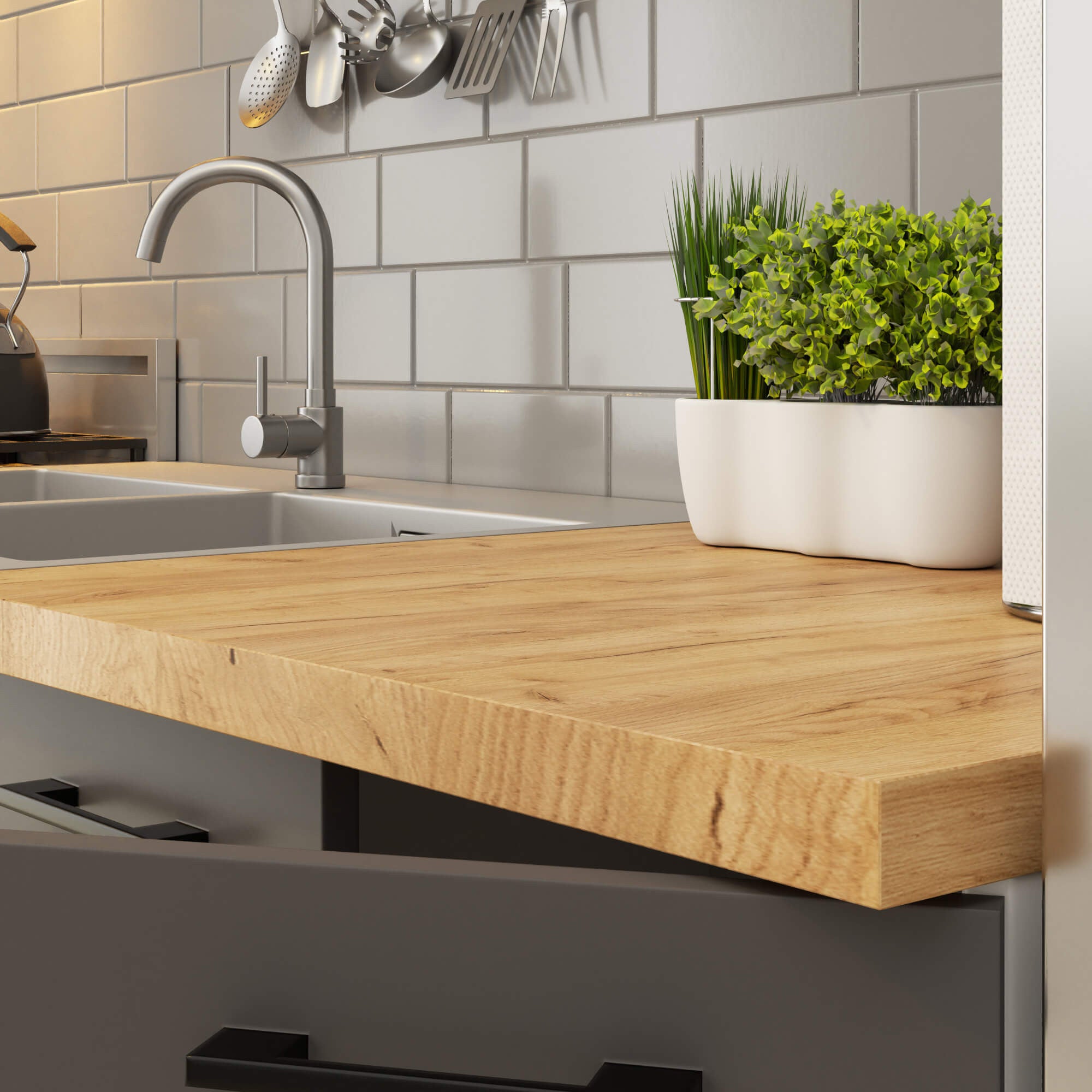 Plan de travail pour la cuisine basse AKORD S80 OLIWIA Chêne Craft 80 cm 80x60x3,2 cm - 5