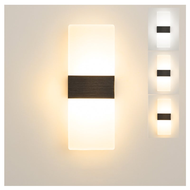 Kinkiet LED, lampka nocna, wewnętrzny kinkiet, nowoczesne oświetlenie dekoracyjne, 3 regulowane temperatury barwowe