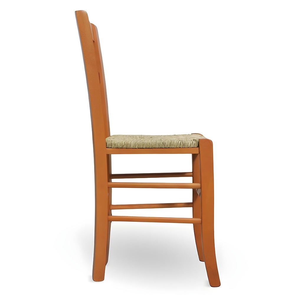 Chaise de salle à manger en bois cerisier avec siège en paille palustre - 4