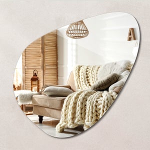 Miroir Mural Nuage Irrégulier - 41x26 Cm - Style Scandinave Blanc Pour Salon, Salle De Bain