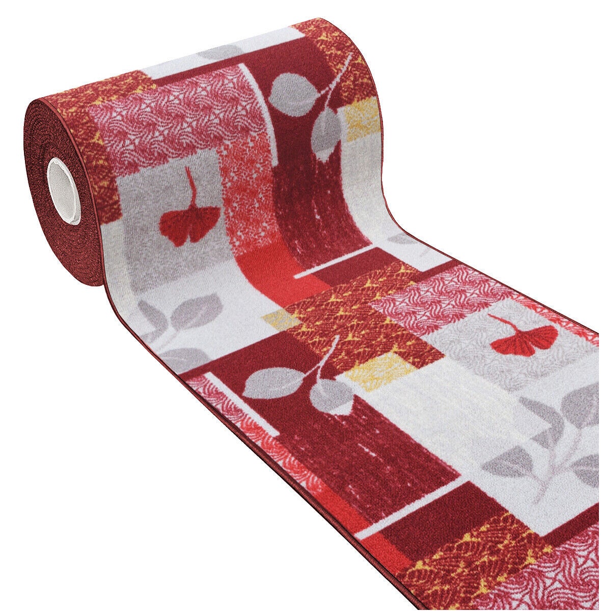 Alfombra de cocina 57x280 cm corredor antideslizante bordeada camino entrada diseño hoja rojo