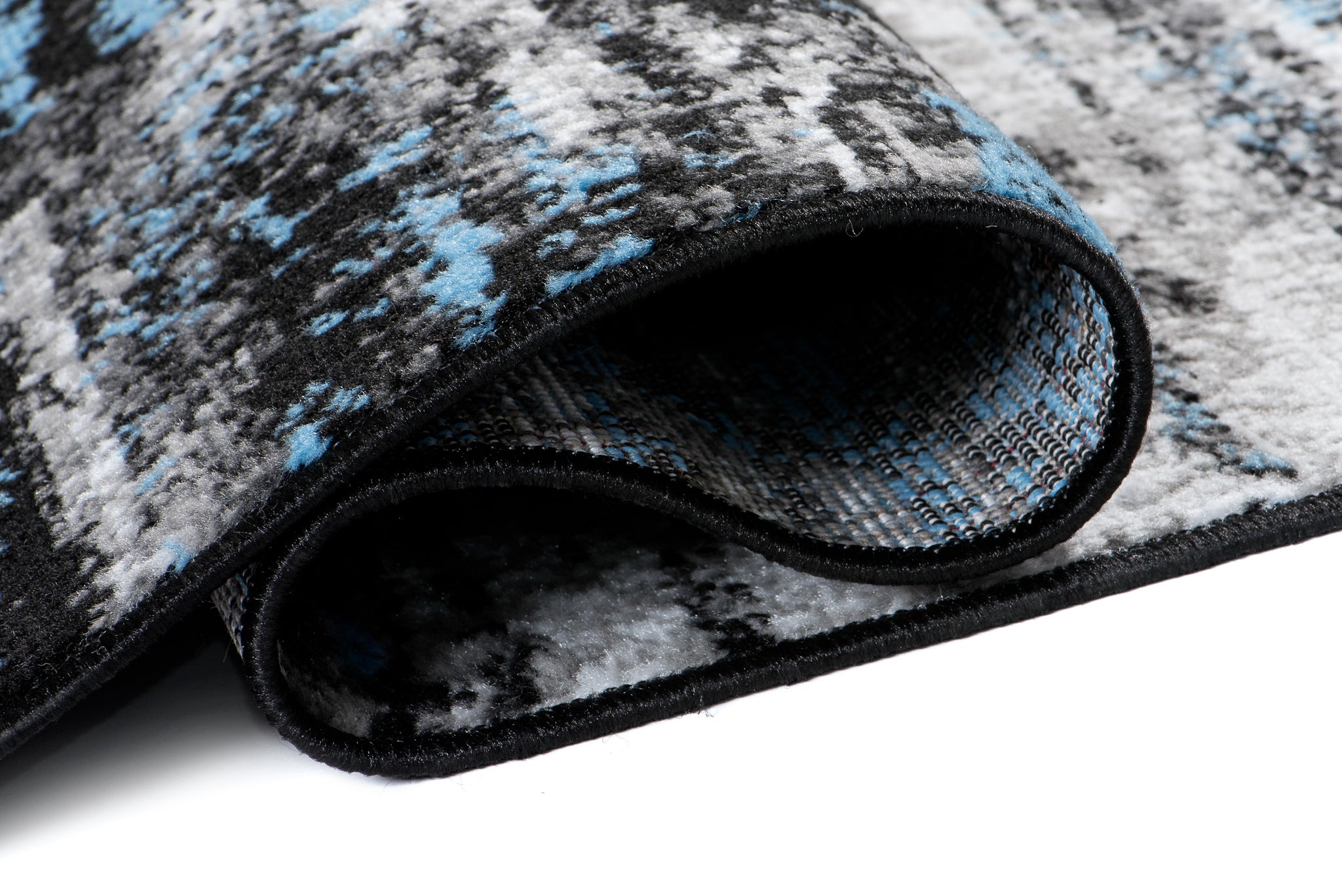 TAPISO Maya Tappeto Passatoia Corridoio Moderno Grigio Nero Blu Macchiato Sottile 60 x 780 cm - 8