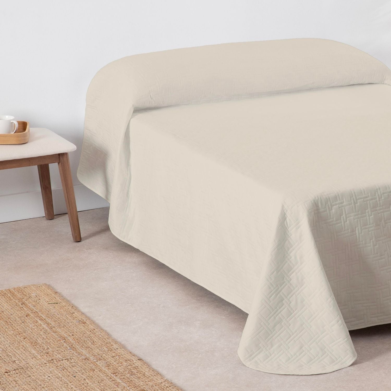 Colcha Primavera Verano Reversible Toscana Beige cama 150cm - 4