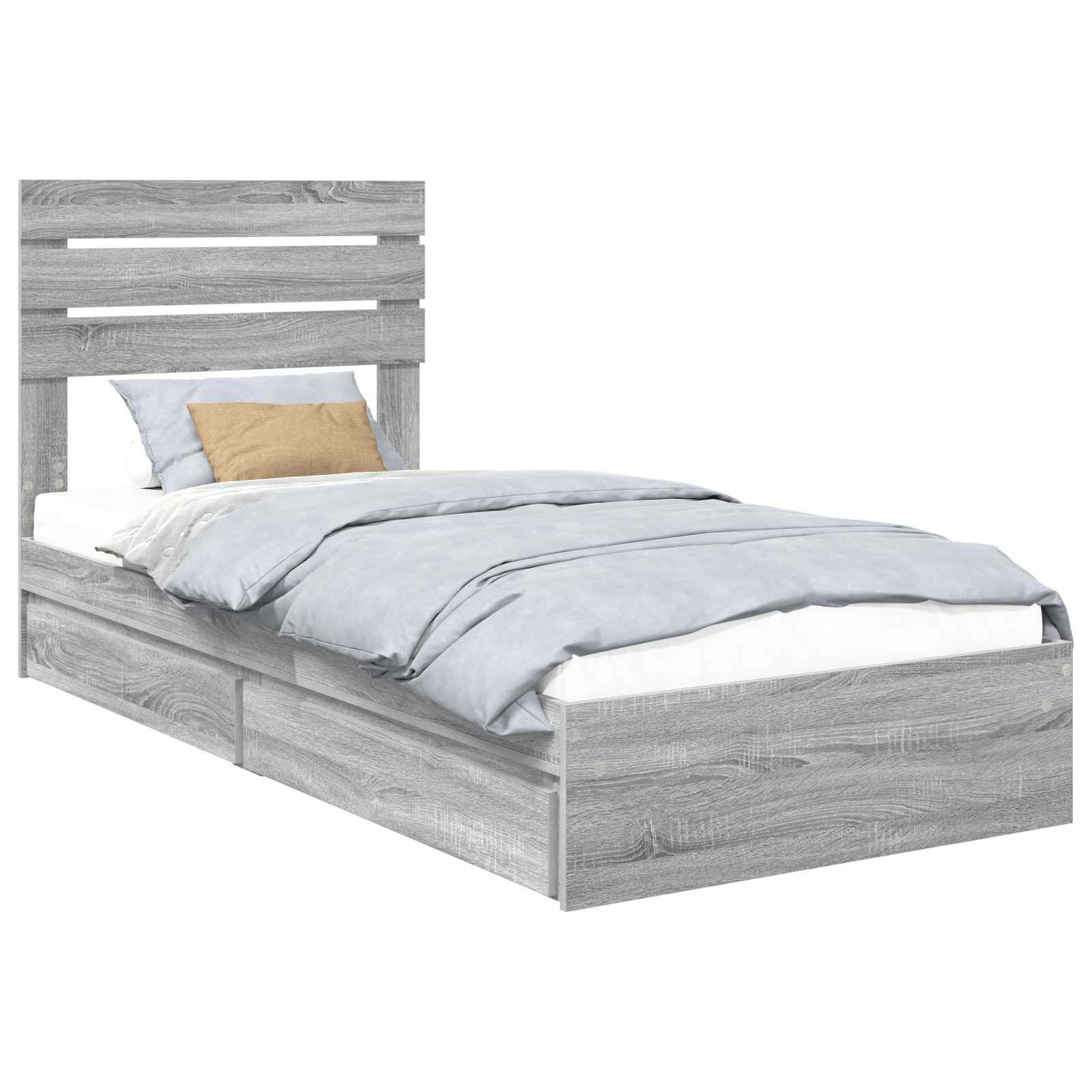Lit de rangement Gris 90 x 200 cm Panneau de bois - 2