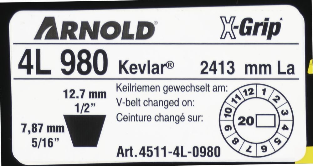 Courroie trapézoïdale X-Grip V de type 4L980 - 2