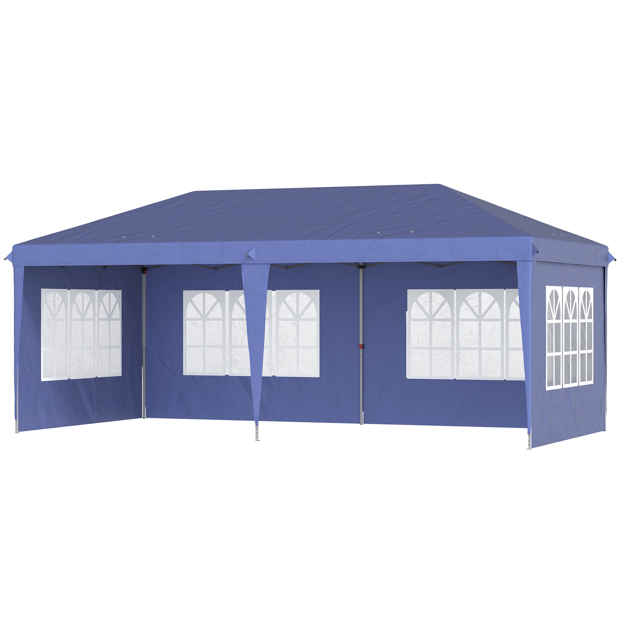 Gazebo Outsunny 6x3 M Pieghevole - Con Pareti Removibili, Finestre E Borsa Trasporto, In Acciaio E Poliestere, Blu - Foto 8