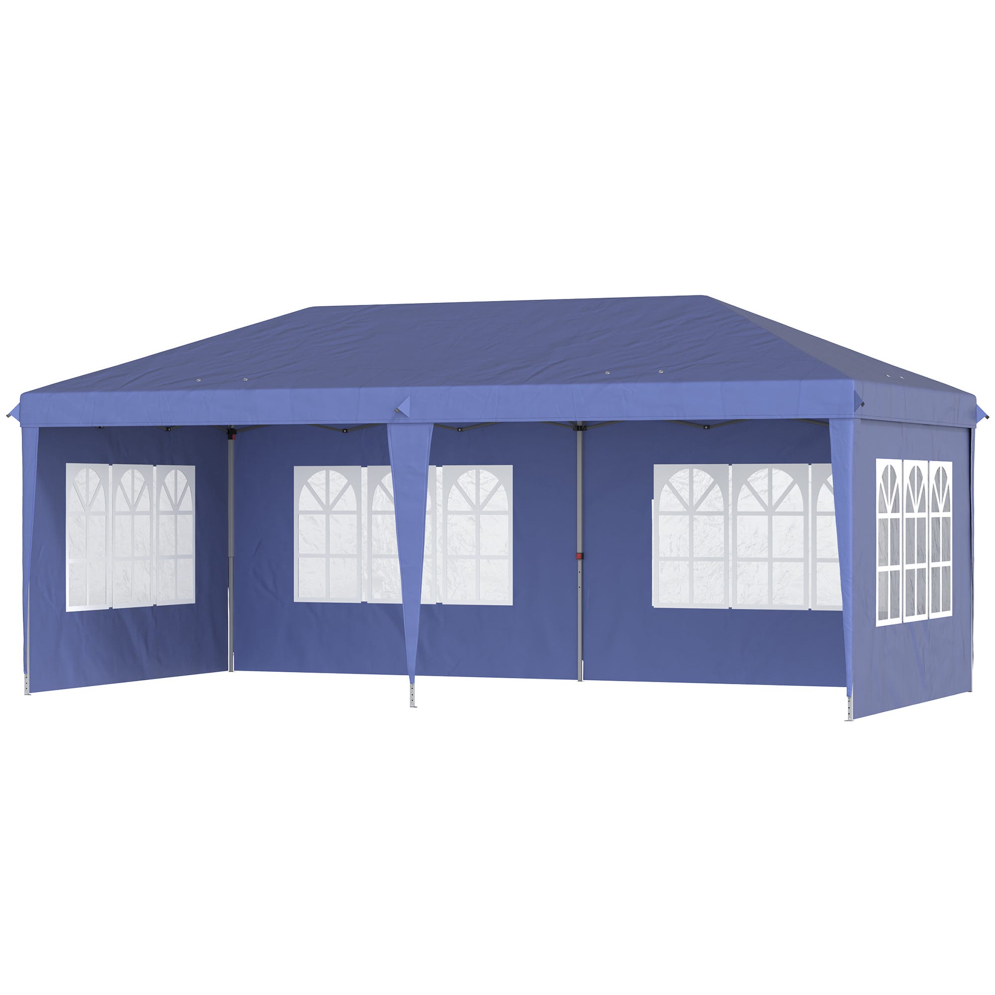 Gazebo Outsunny 6x3 M Pieghevole - Con Pareti Removibili, Finestre E Borsa Trasporto, In Acciaio E Poliestere, Blu - Foto 8