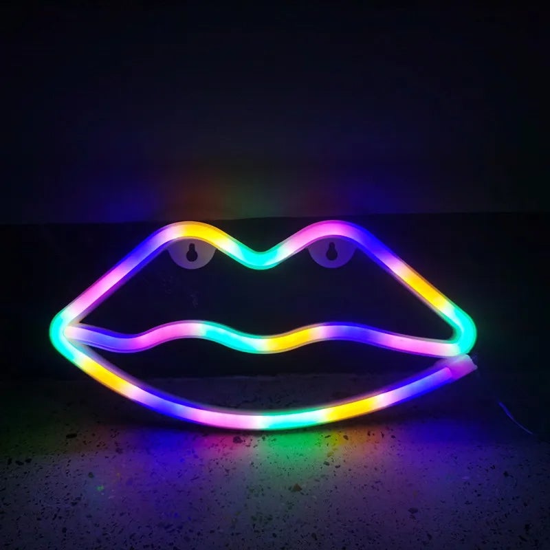 Neony w kształcie ust, neon LED do dekoracji na Walentynki, dekoracja pokoju dziewcząt (kolorowe)