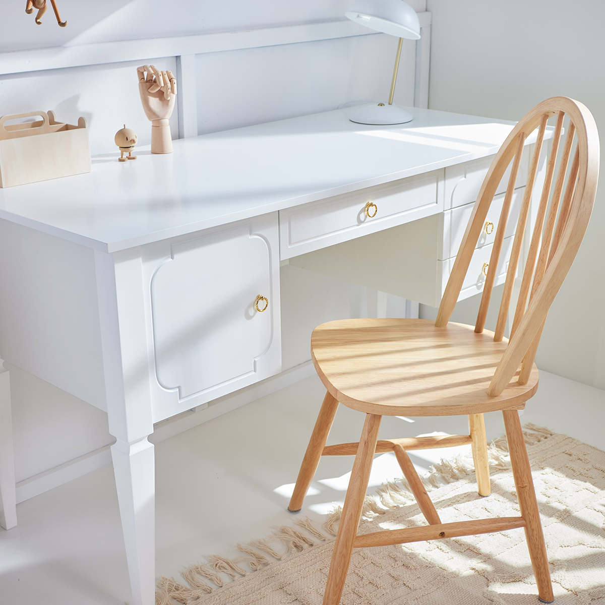 Bureau 4 tiroirs 1 porte Royal - Blanc - 5