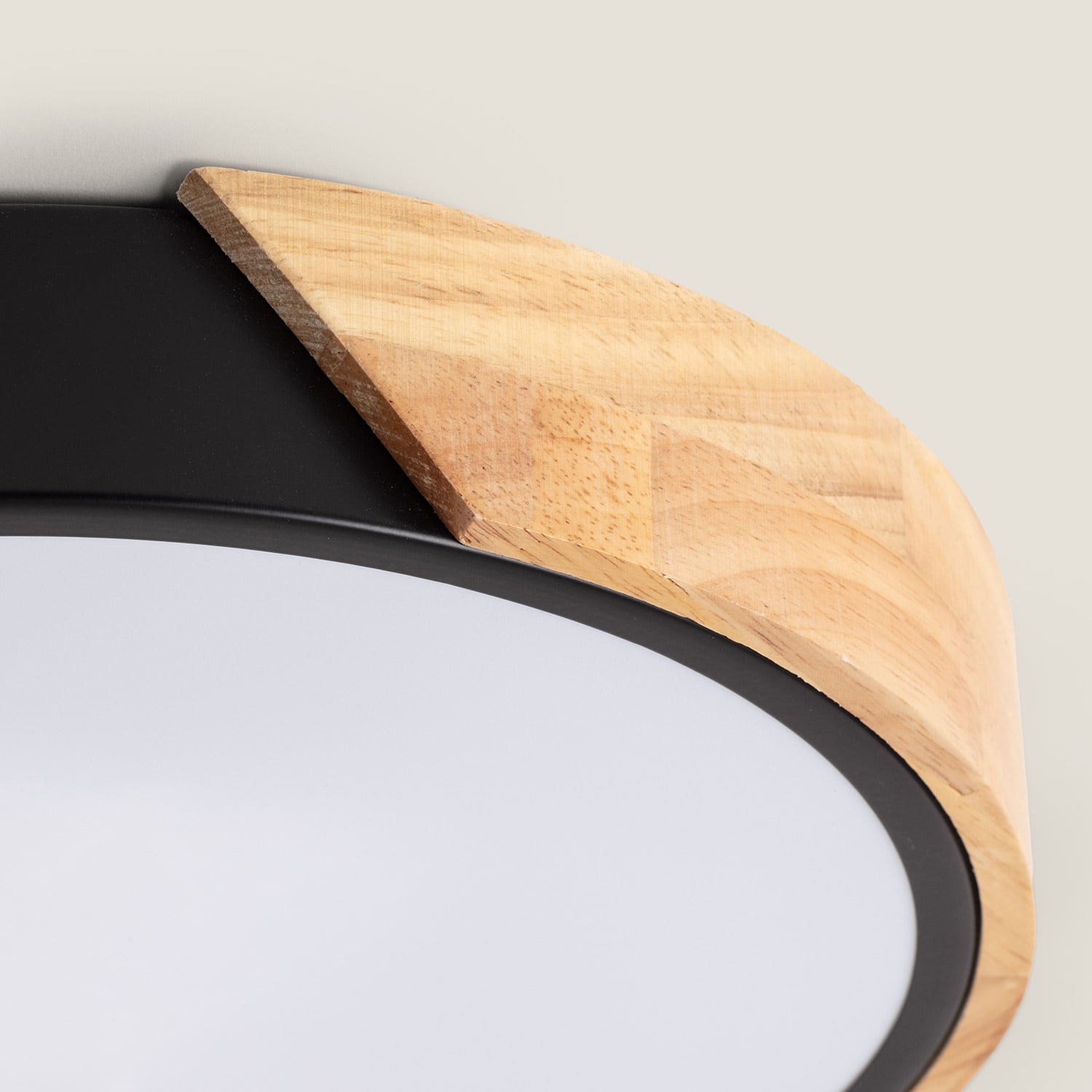 Ledkia - Plafón LED 36W Circular Madera Ø500 mm CCT Seleccionable Semi-Dari, Negro, Madera,Metal, IP20, 3000.0lm Aluminium,Bois - 2