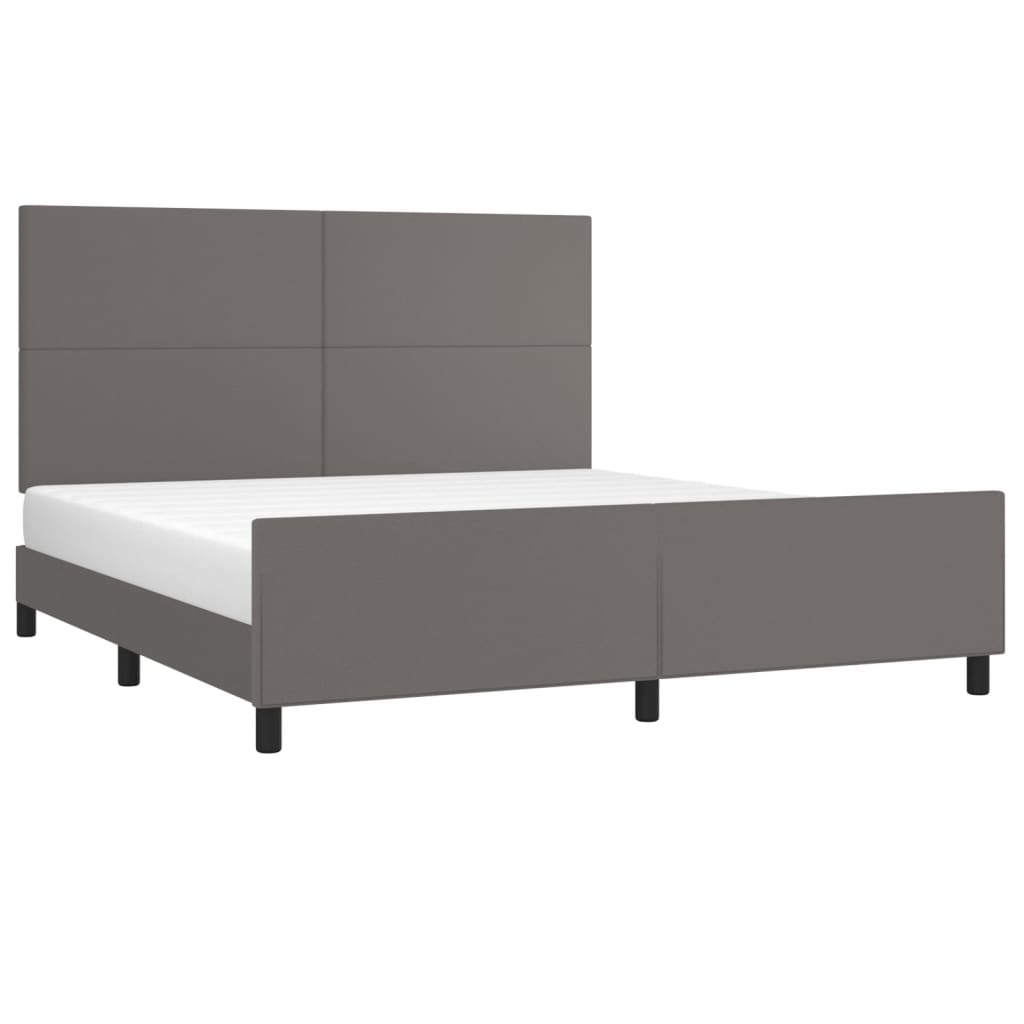 Cadre de lit sans matelas, gris, 160 x 200 cm, similicuir - 3