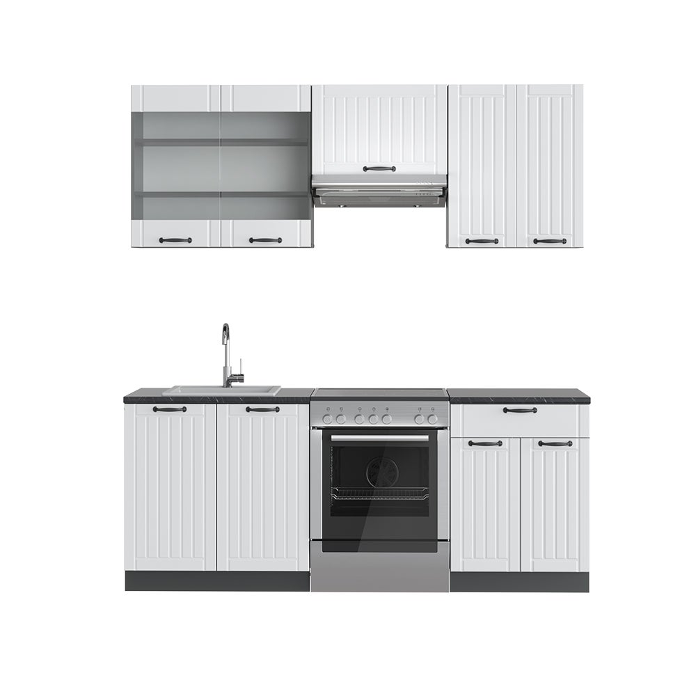 Vicco Aneks kuchenny Fame-Line, Biały dworek/antracyt, 200 cm , BP Antracyt