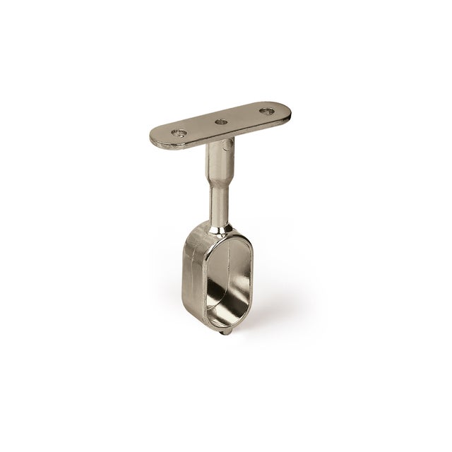 Support de tube ovale | Style fonctionnel | Fabriqué en Zamac | Finition zinguée au nickel | Mesures 15*49*72mm | Système de fixation vissé | 1 unité