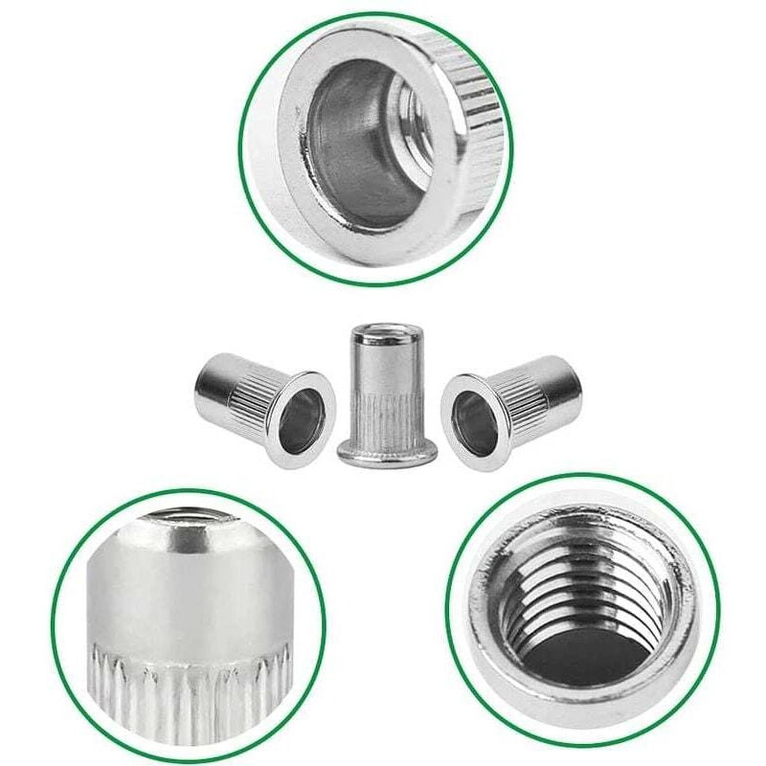 100 Pièces M6 Écrou À Sertir À Tête Plate, Écrous À Riveter Acier Inoxydable, Insert Fileté À Tête Plate, Écrou À Sertir M6, Rivet Écrou M6 - 2