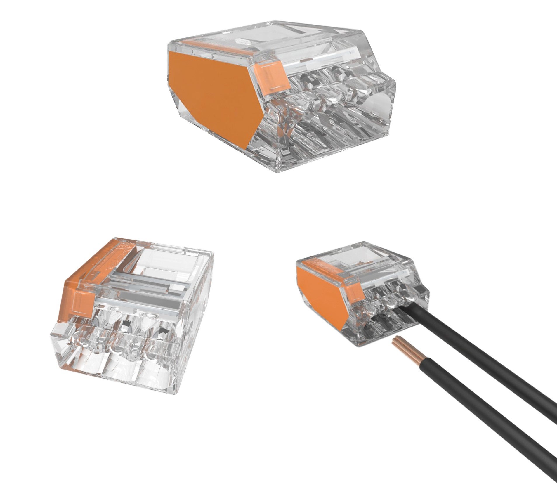 100x Złącze automatyczne szybkozłączka instalacyjna do przewodów sztywnych maks. 2.5mm² 3-przew. EDO203