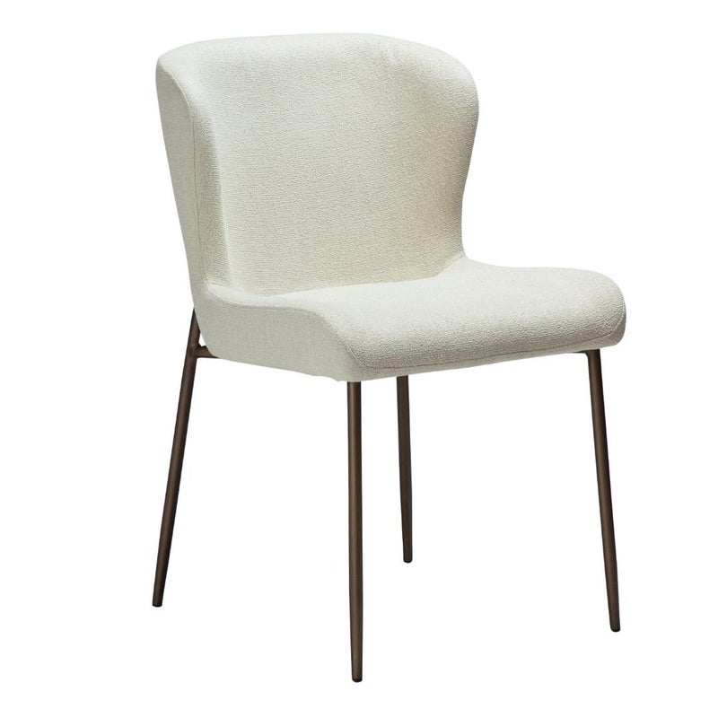 Glam Dan-Form krzesło stołowe bouclé biały.