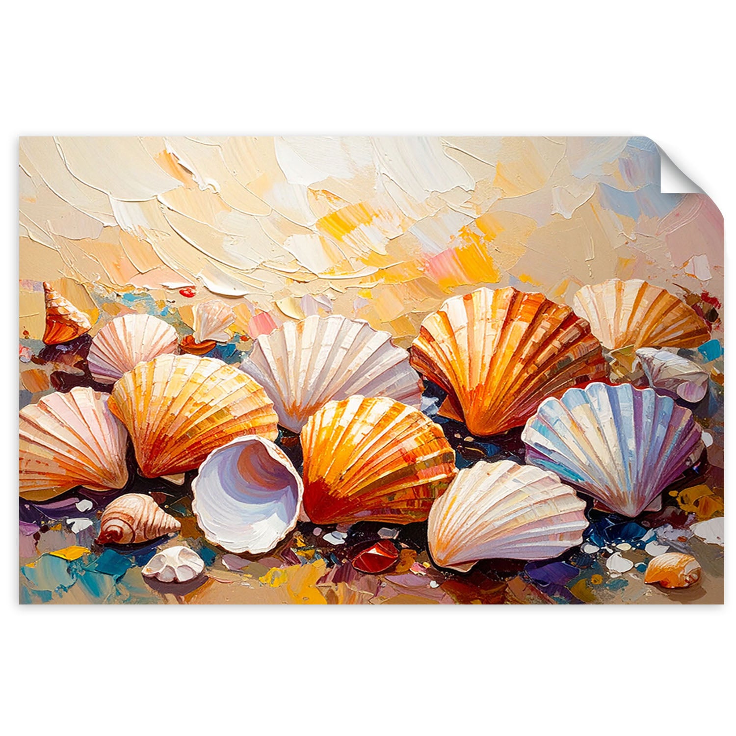 Naklejki samoprzylepne do salonu sypialni, Kolorowe Muszle Plaża imitacja farby 150x100