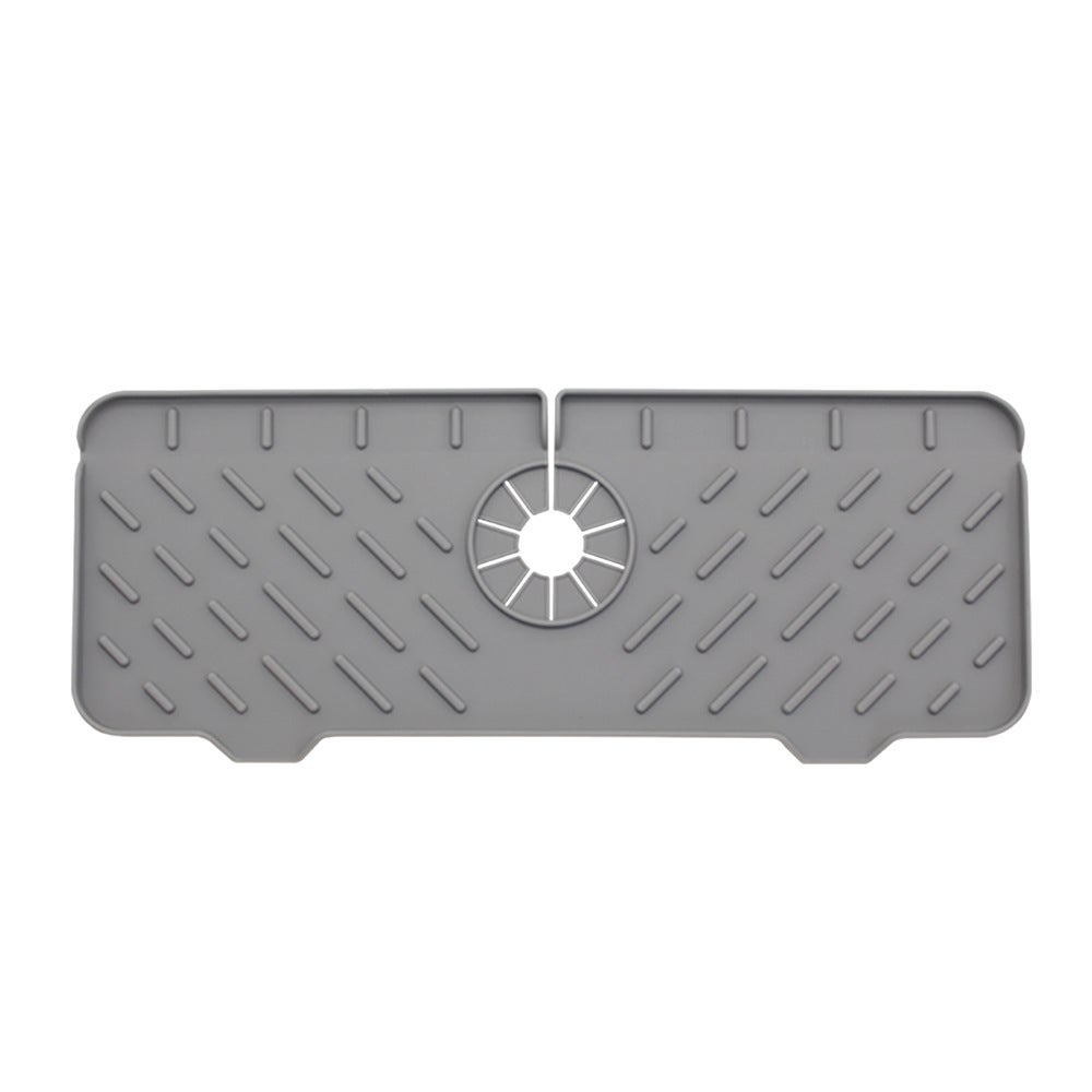 Mata pod kran, mata pod kran kuchenny utrzymuje zlew suchy, silikonowa mata odpływowa do kuchni (37*14,8*1,5 cm/szara)