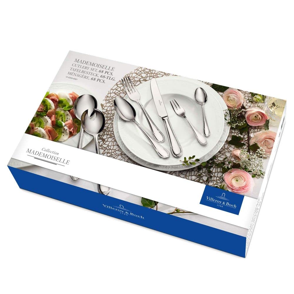 Villeroy & Boch - Mademoiselle Set Di Posate 68 Pz. 68 Pezzi Argento,Platino, Lavabile in Lavastoviglie, 12 Persone, Forchette, Coltelli, Cucchiaio, A - 3