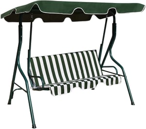 Balancelle de jardin balançoire jardin 3 places avec toit imperméable 170 x 110 x 153 cm (vert)
