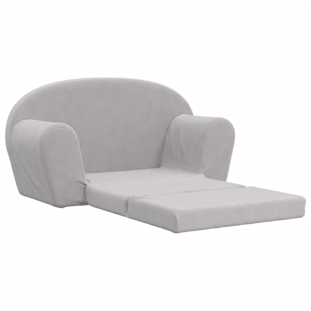 Canapé-lit enfants 2 places gris clair peluche douce vidaXL - 5