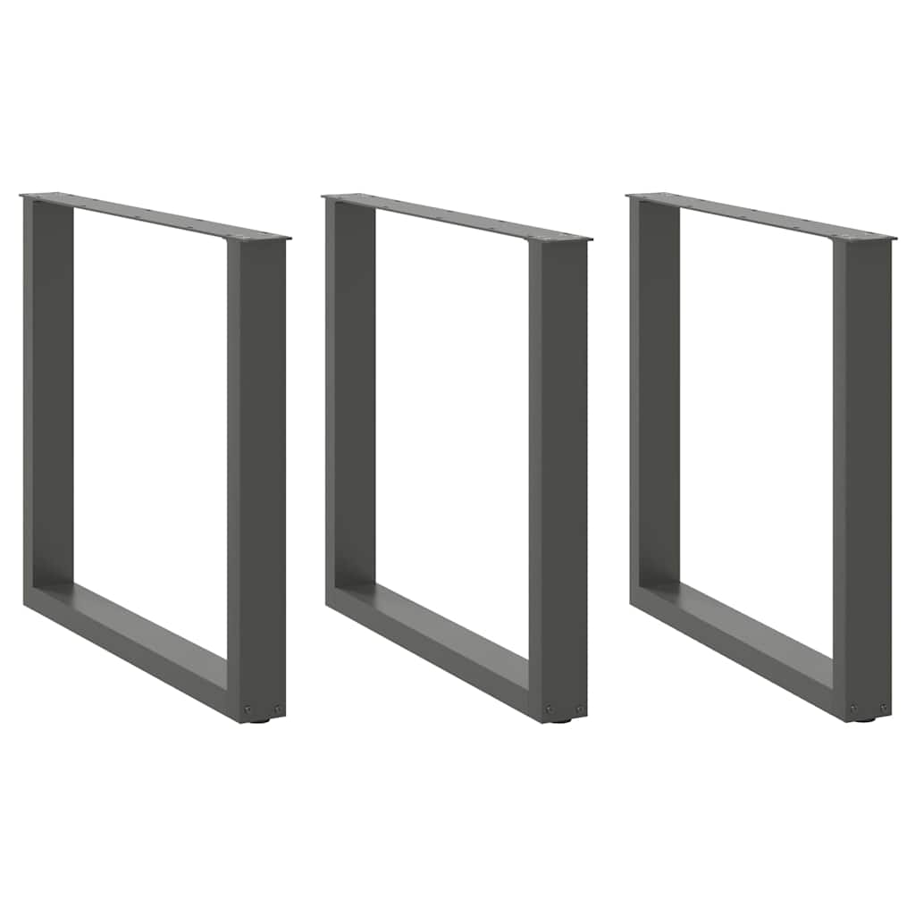 Nogi do stołu jadalnego w kształcie litery U 3 szt. Antracyt 80x(72-73) cm Stal vidaXL