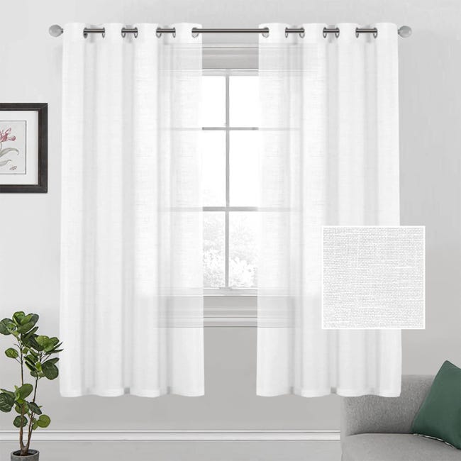 Paire de voilages tissés oeillets (60 x 160 cm) Davina Blanc - Rideau Paire de voilages tissés oeillets (60 x 160 cm) Davina Blanc - Rideau