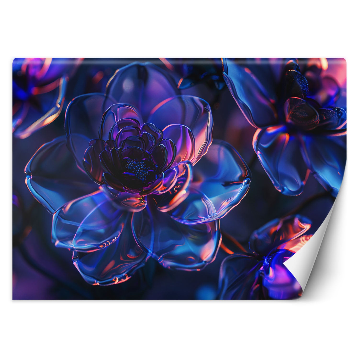 Fototapeta, Granatowe szklane kwiaty - głębia 3D 350x245