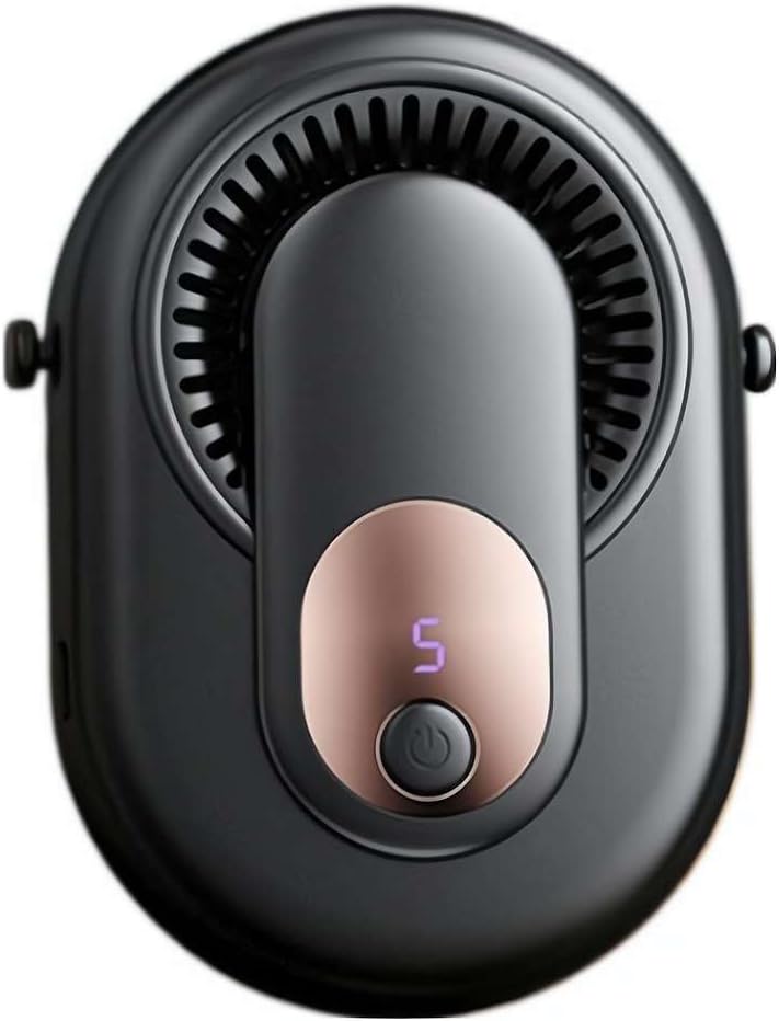 Przenośny wentylator, noszony na pasie, wiszący na szyi, odpowiedni do użytku na zewnątrz i na kempingu (czarny)